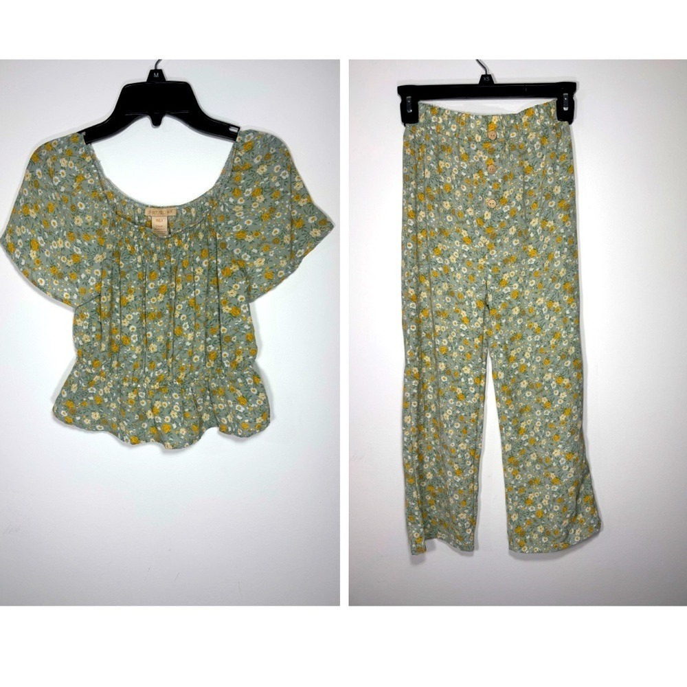 Sweet Stories Kids Girls Floral Print Peasant Top‎ & Pants Set Size 10